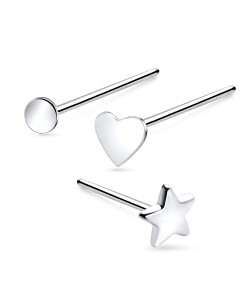 3 Silver Nose Stud Sets NSK-SET-1105